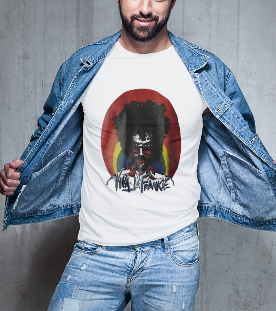 Viva LA Frankie Afro Man Glasses Rainbow Oval T-Shirt