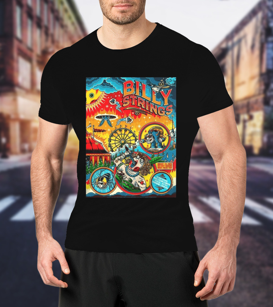 Billy Strings Ionia Freak Fair 2026 Night 2 Ionia MI August 29 UFO Carnival Extravaganza Ferris Wheel T-Shirt