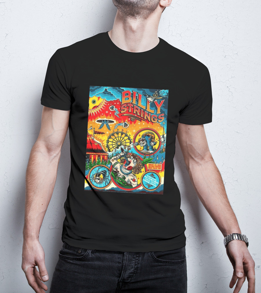 Billy Strings Ionia Freak Fair 2026 Night 2 Ionia MI August 29 UFO Carnival Extravaganza Ferris Wheel T-Shirt