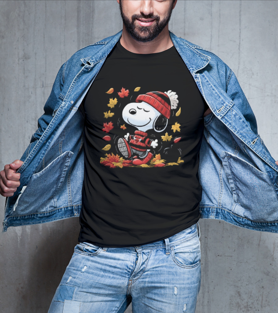 Chicago Bulls NBA Snoopy Dancing Autumn Leaves Pumpkin Cartoon T-Shirt