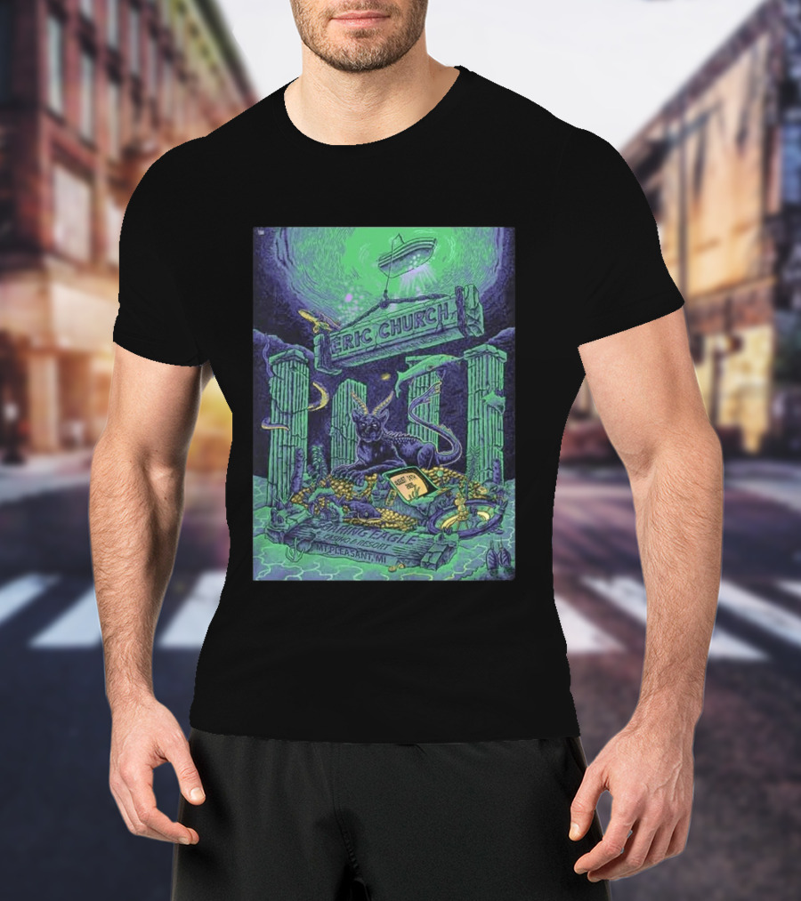 Eric Church Soaring Eagle Casino Resort 2026 Mt Pleasant MI August 14 Mythical Panther And Serpent T-Shirt