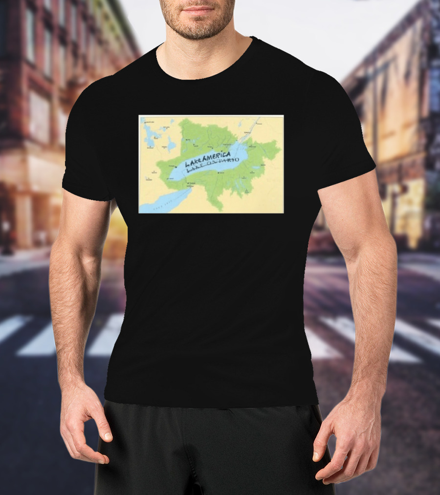 Lake Ontario Map Lake America Fun Geography Twist T-Shirt