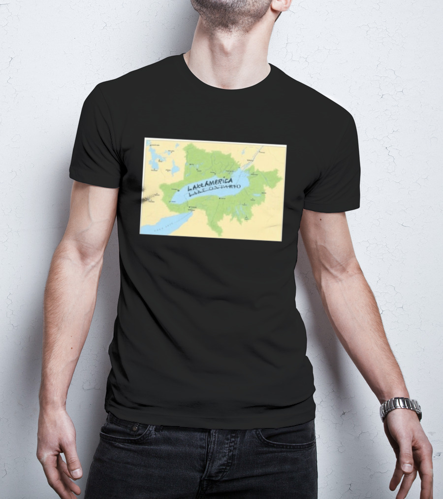 Lake Ontario Map Lake America Fun Geography Twist T-Shirt
