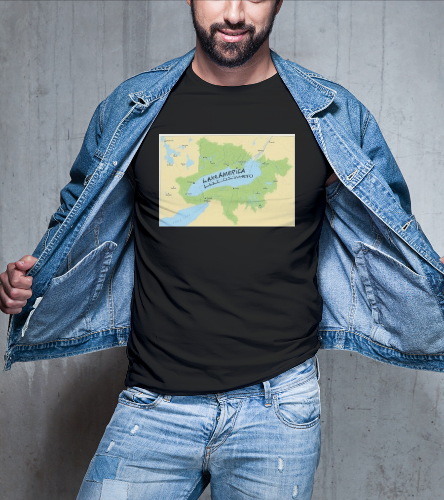 Lake Ontario Map Lake America Fun Geography Twist T-Shirt