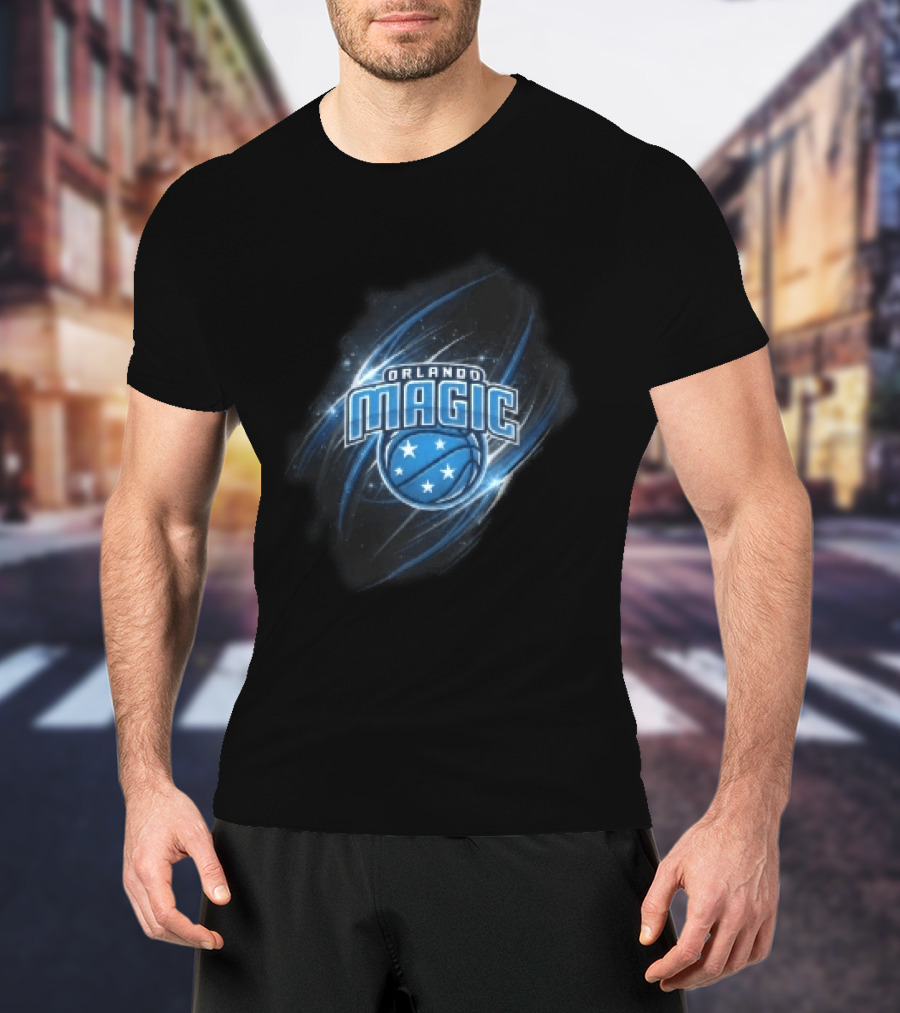 Orlando Magic NBA Basketball Stars Glowing Blue Swirl T-Shirt