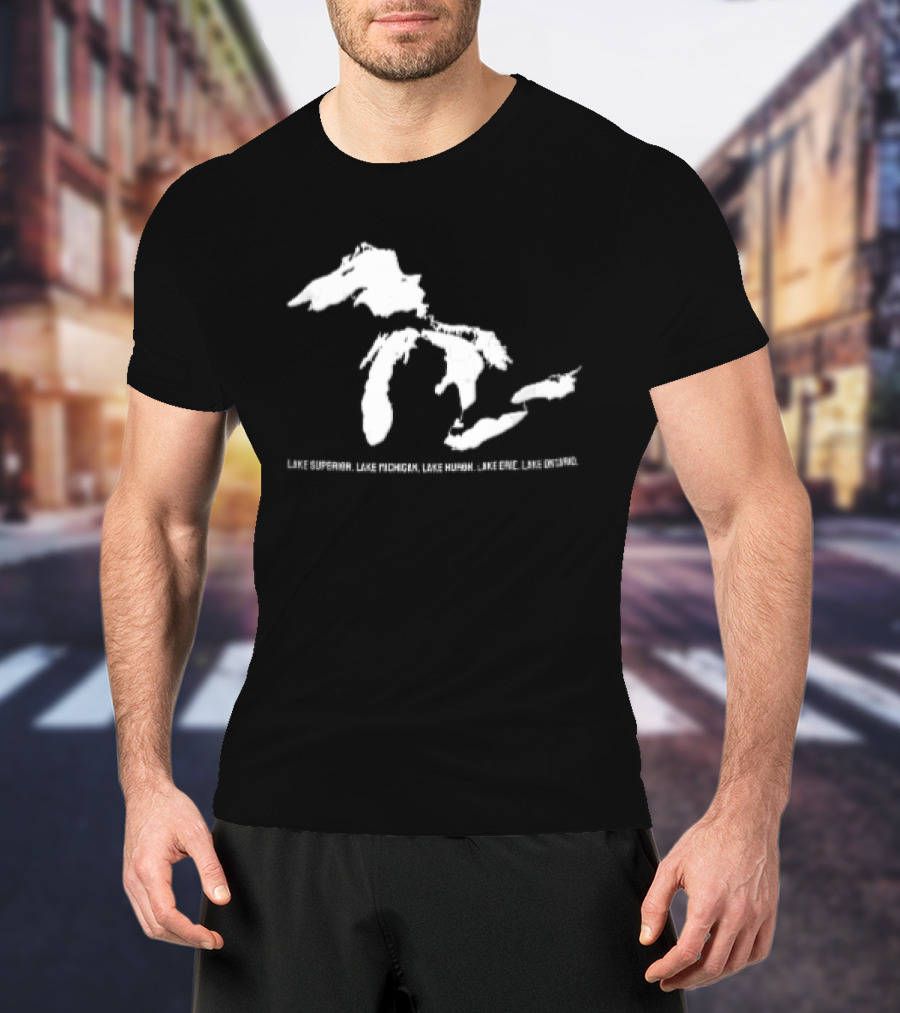 Lake Superior Michigan Huron Erie Ontario Map Of Great Lakes T-Shirt