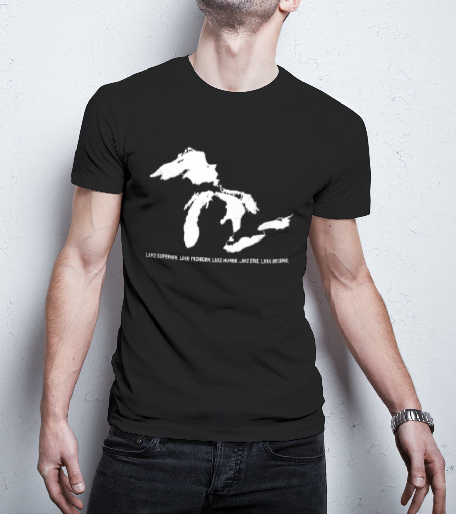 Lake Superior Michigan Huron Erie Ontario Map Of Great Lakes T-Shirt