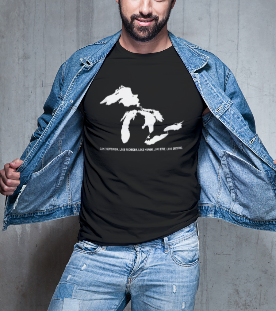 Lake Superior Michigan Huron Erie Ontario Map Of Great Lakes T-Shirt