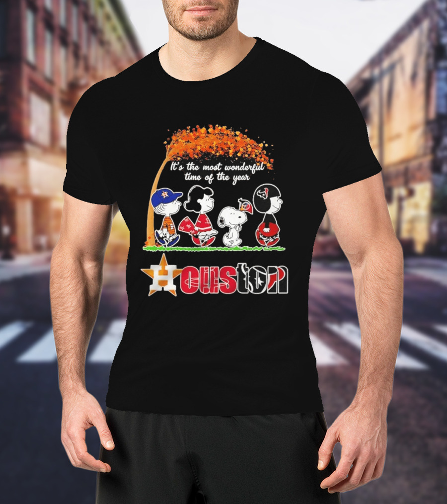 Houston Peanuts Halloween Sports Most Wonderful Time 2026 T-Shirt