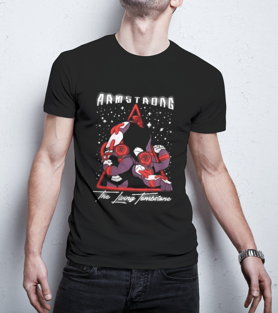 Armstrong Three Armored Sci Fi Astronauts Red Triangle Starfield Cartoon T-Shirt
