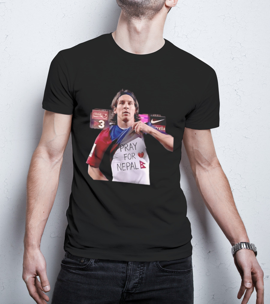 Messi Pray For Nepal 2026 Coca Cola Nike Estrella Football T-Shirt