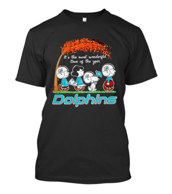 Peanuts Miami Dolphins It's The Most Wonderful Time Of The Year Halloween 2026 T-Shirt