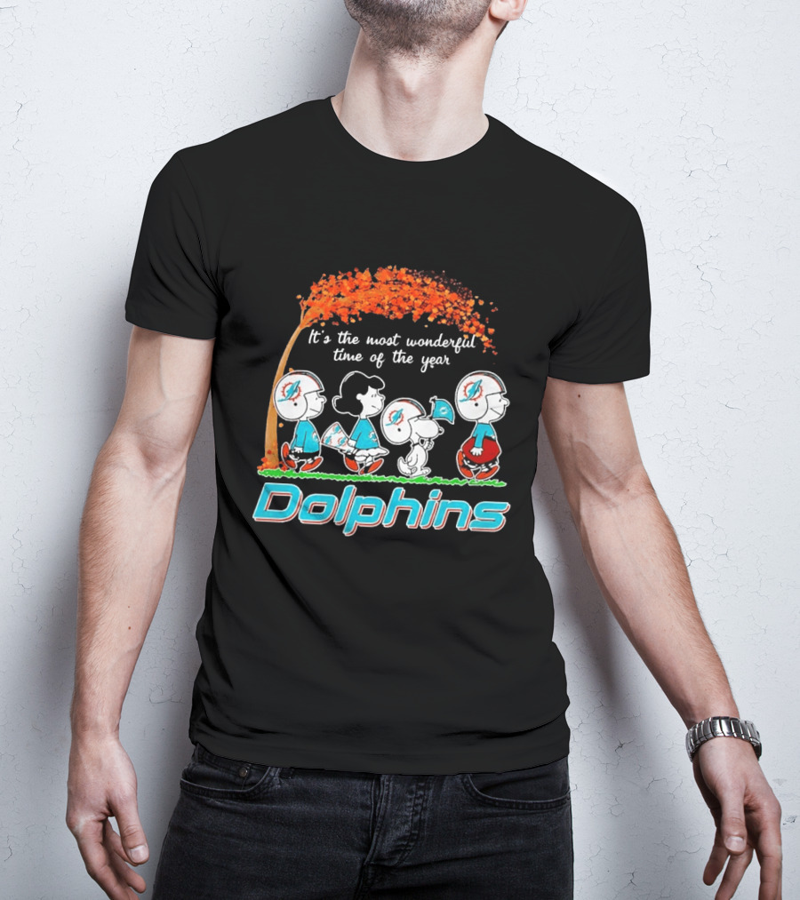 Peanuts Miami Dolphins It's The Most Wonderful Time Of The Year Halloween 2026 T-Shirt