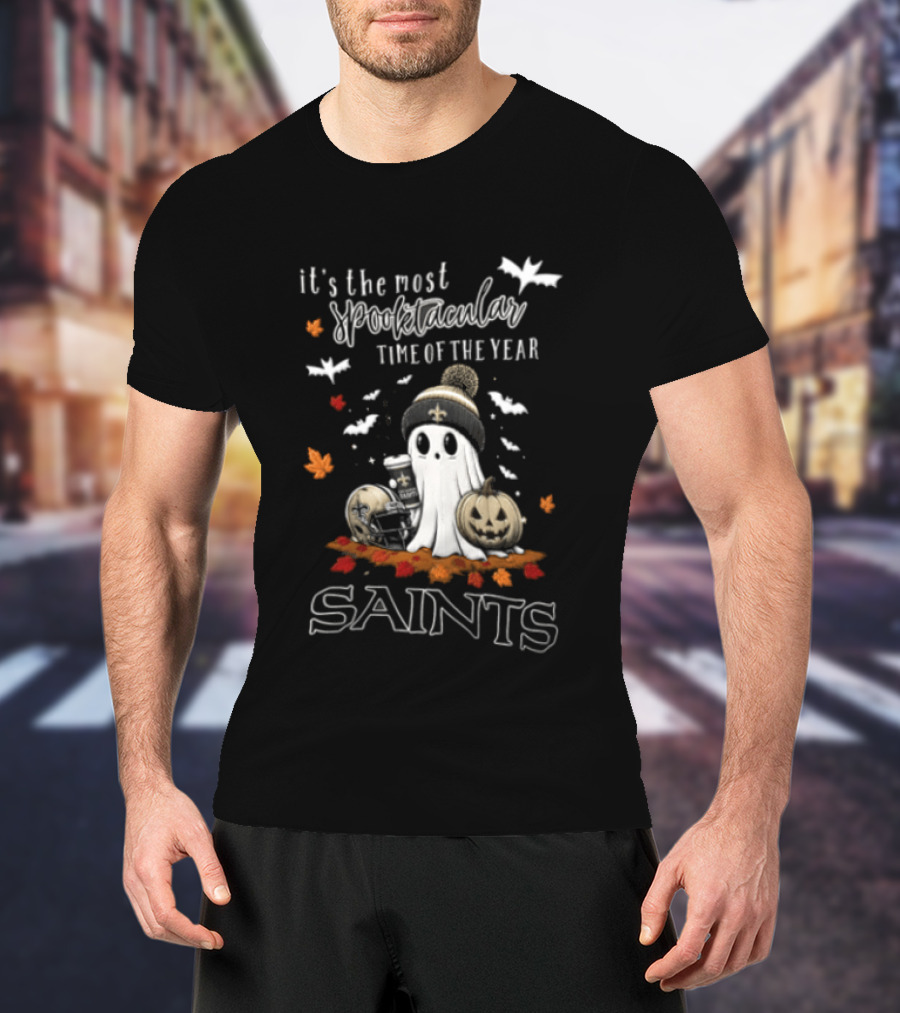 New Orleans Saints Halloween Spooktacular Ghost Helmet Pumpkin T-Shirt