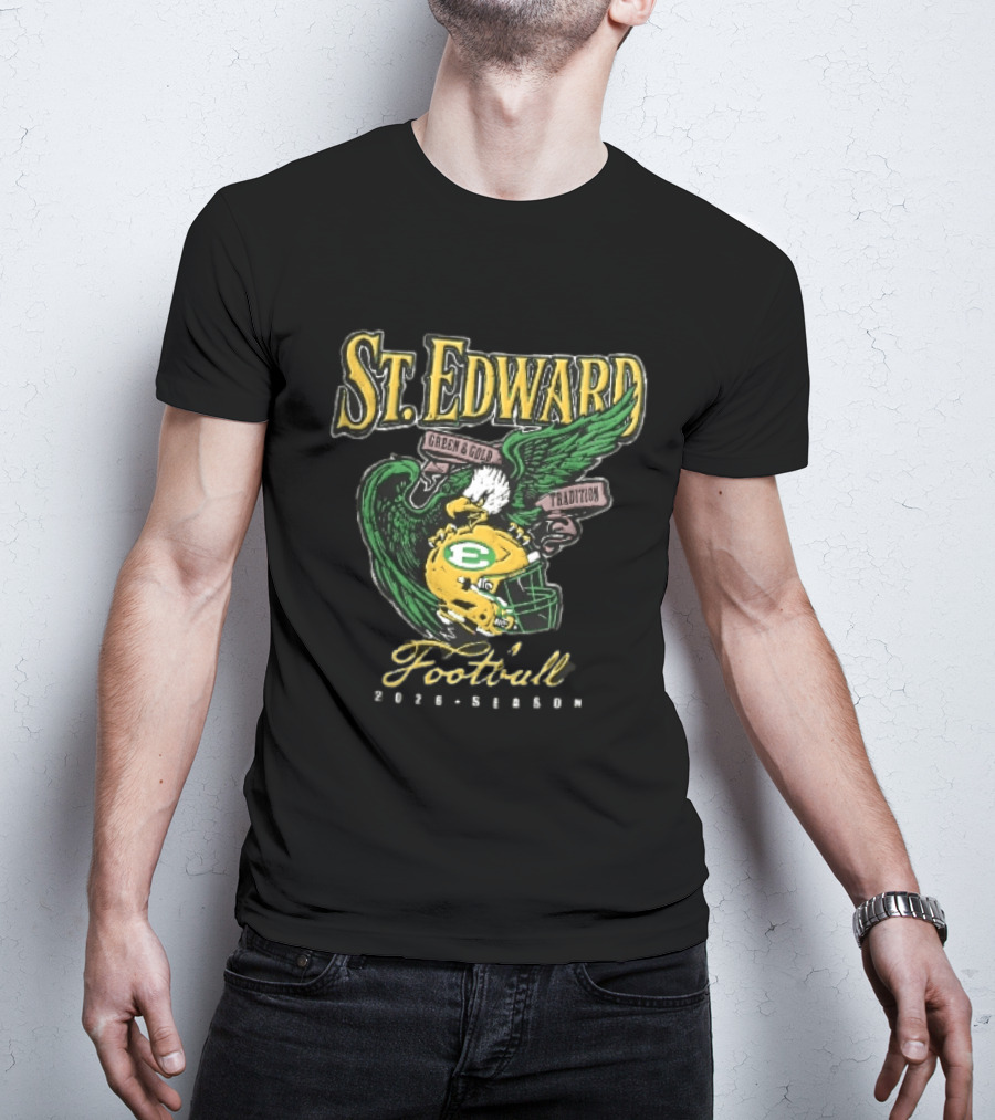 St Edward Green And Gold Tradition Football 2026 Season Eagle Helmet T-Shirt