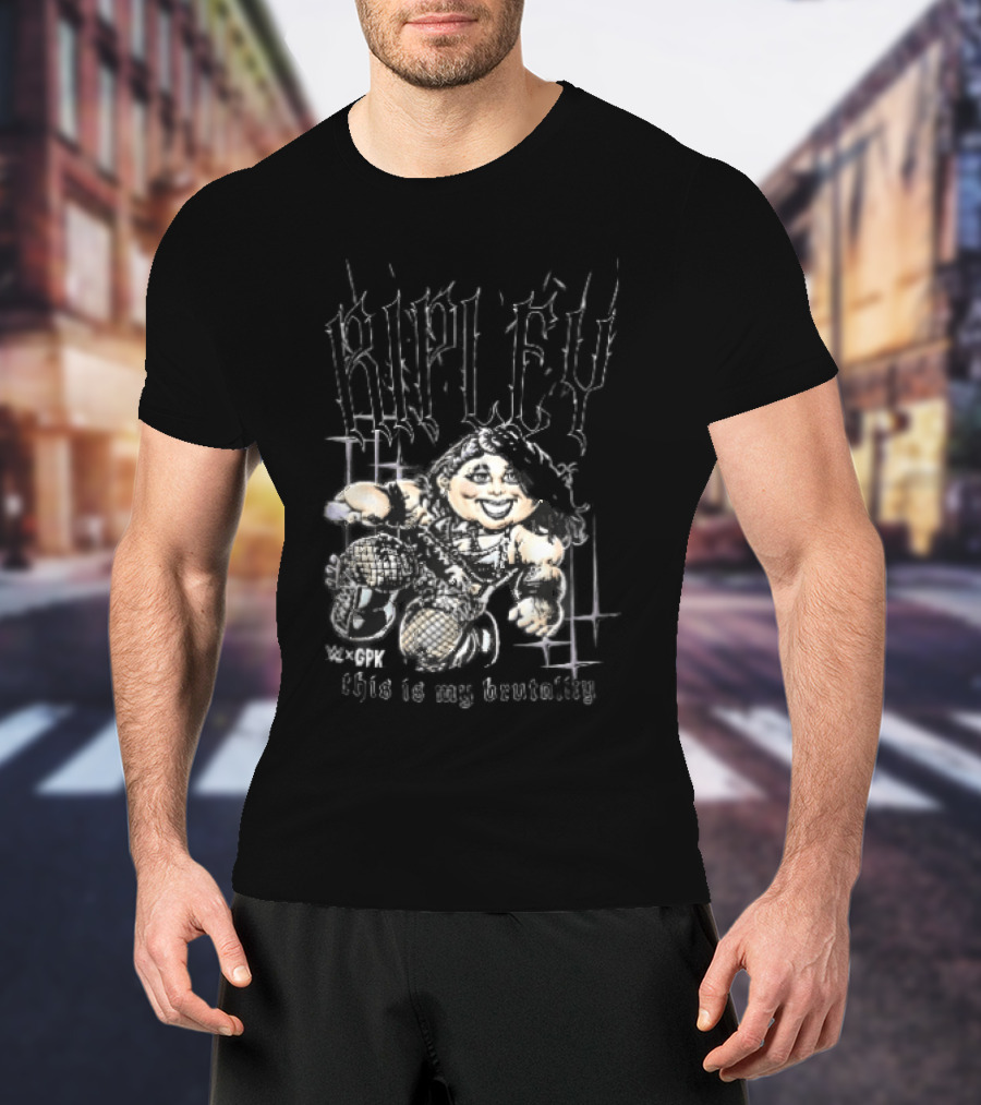 WWE GPK Ripley This Is My Brutality Female Wrestler Cartoon Caricature T-Shirt