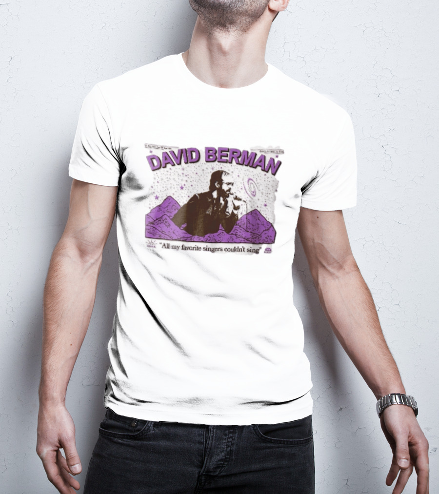 David Berman 1967 2019 All My Favorite Singers Couldnt Sing Microphone Mountains Galaxy Stars Halftone T-Shirt