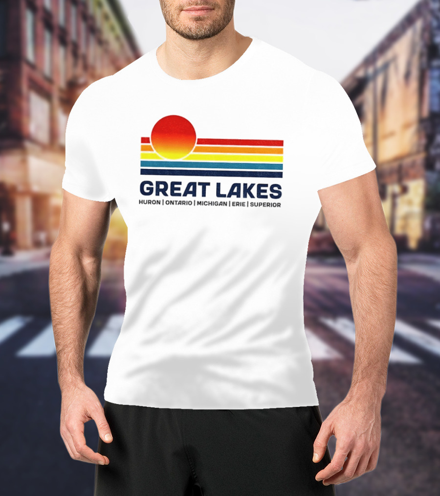 Great Lakes Huron Ontario Michigan Erie Superior Sunset T-Shirt