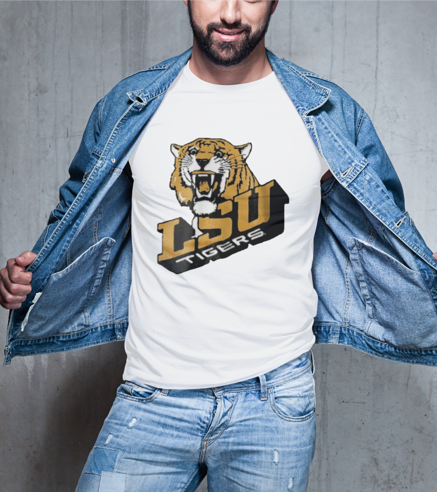 Louisiana State LSU Tigers Roaring 3D Block NCAA T-Shirt