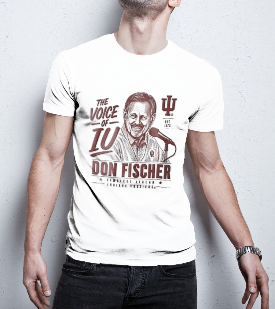 Indiana Hoosiers NCAA The Voice Of IU Don Fischer Timeless Legend Est 1973 Radio Announcer Microphone Line T-Shirt