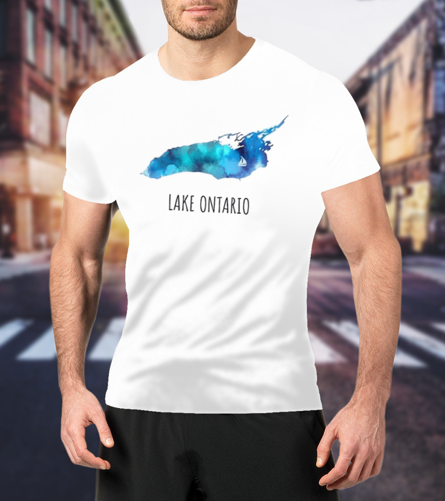 Lake Ontario Canada Map Watercolor T-Shirt