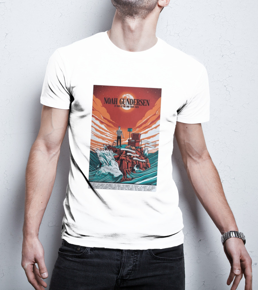 Noah Gundersen If This Is The End Tour 2023 Dramatic Ocean Waves Red Sky T-Shirt