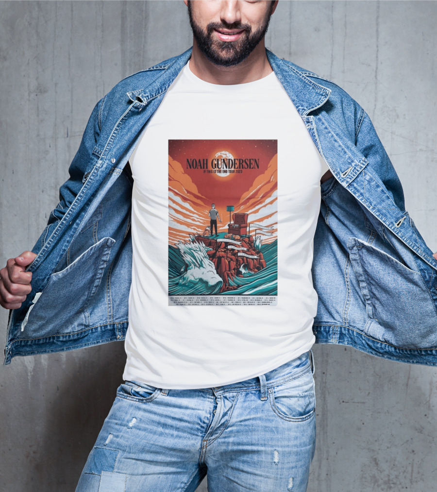 Noah Gundersen If This Is The End Tour 2023 Dramatic Ocean Waves Red Sky T-Shirt