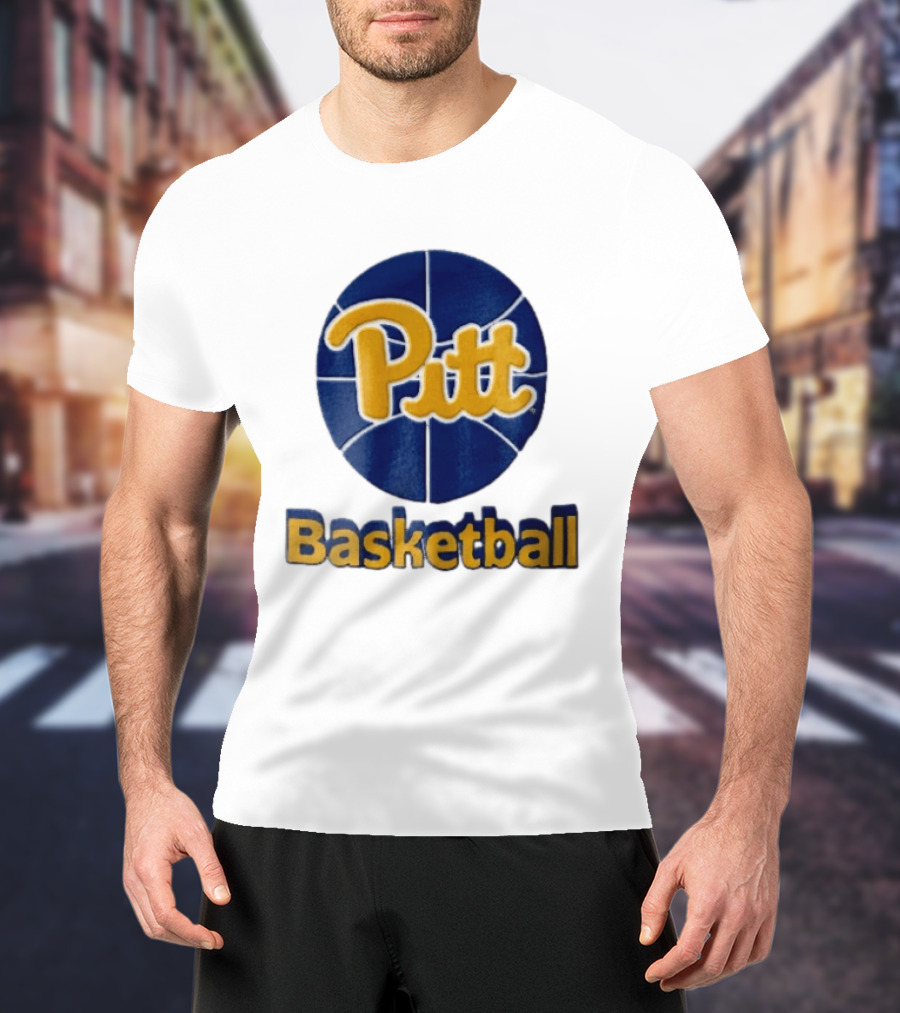 Pittsburgh Panthers Pitt Basketball Blue Sphere Yellow Script NCAA 3D T-Shirt