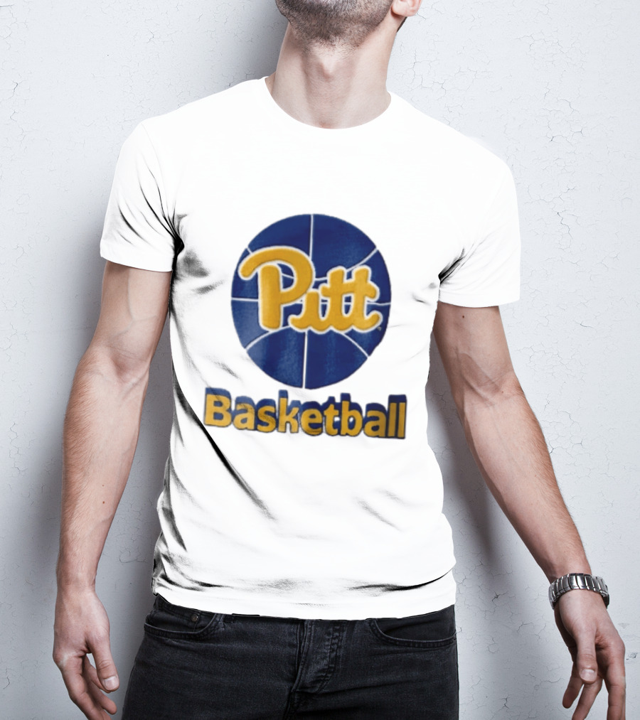 Pittsburgh Panthers Pitt Basketball Blue Sphere Yellow Script NCAA 3D T-Shirt