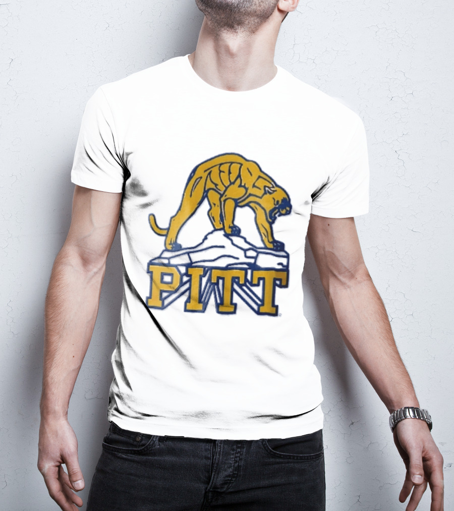 Pittsburgh Panthers Pitt Gold Panther Standing On Rock T-Shirt
