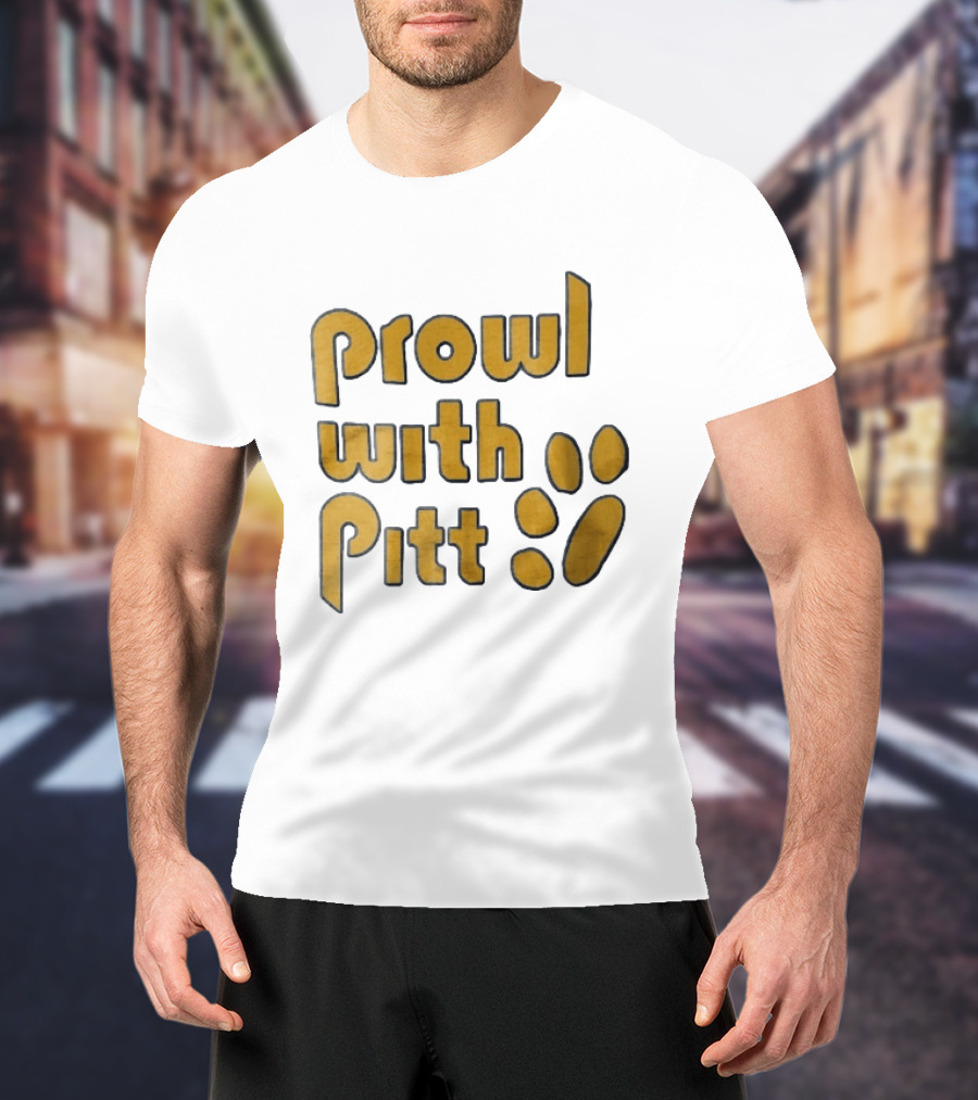 Pitt Panthers Prowl With Pitt Textured Gold Paw T-Shirt