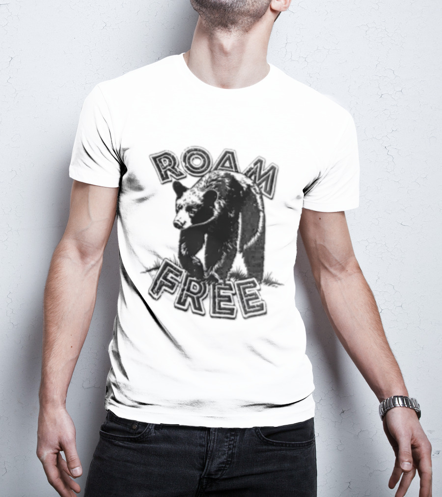 Roam Free Black Bear Distressed Walking Grass T-Shirt