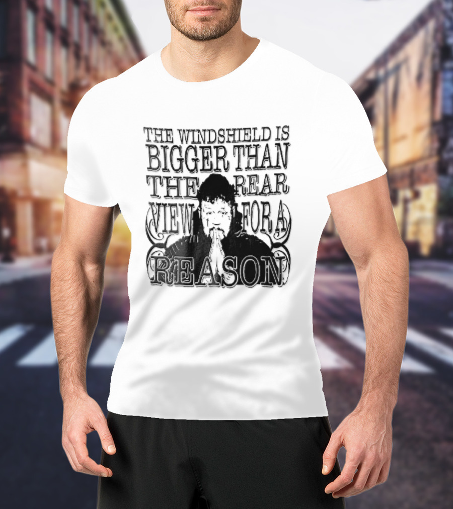 Windshield Is Bigger Than The Rear View For A Reason Jelly Roll Praying Hands Stencil T-Shirt