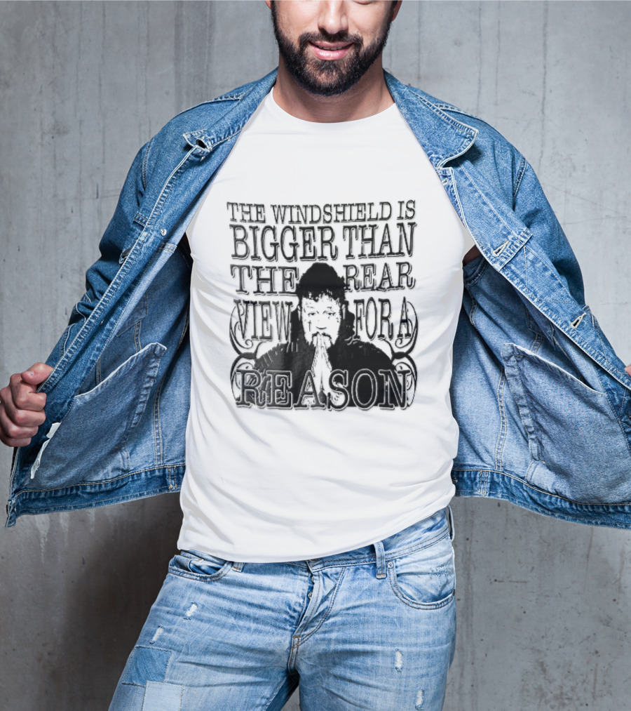 Windshield Is Bigger Than The Rear View For A Reason Jelly Roll Praying Hands Stencil T-Shirt