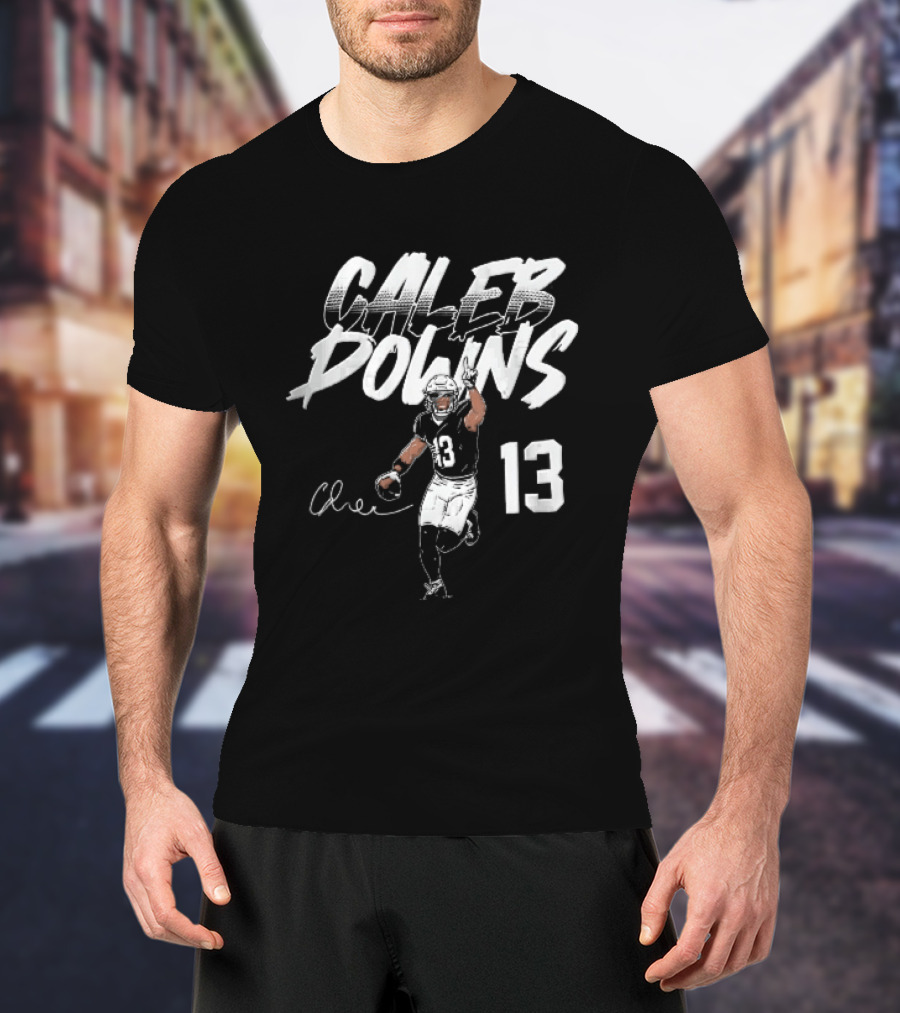 Caleb Downs 13 NCAA Football Player Signature Pointing Finger Vector T-Shirt