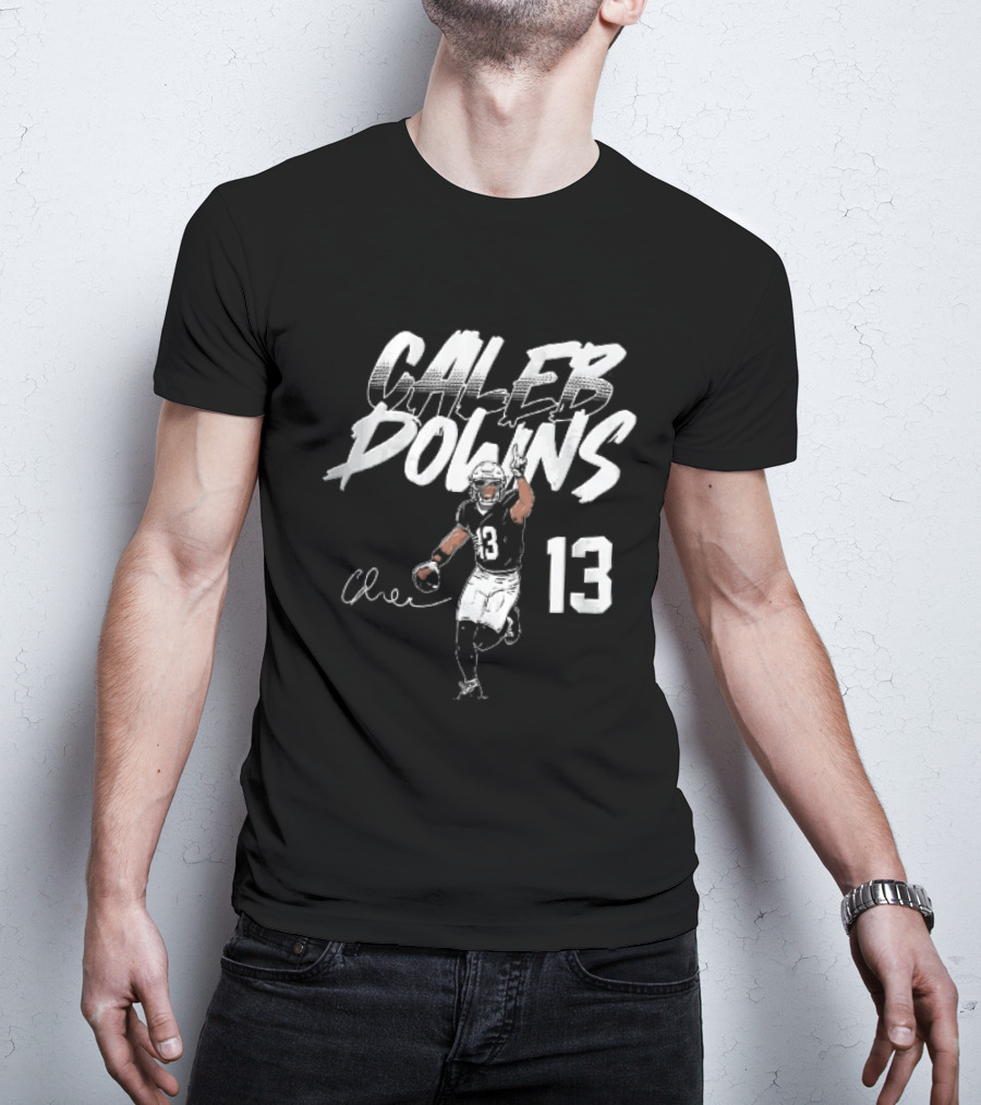 Caleb Downs 13 NCAA Football Player Signature Pointing Finger Vector T-Shirt