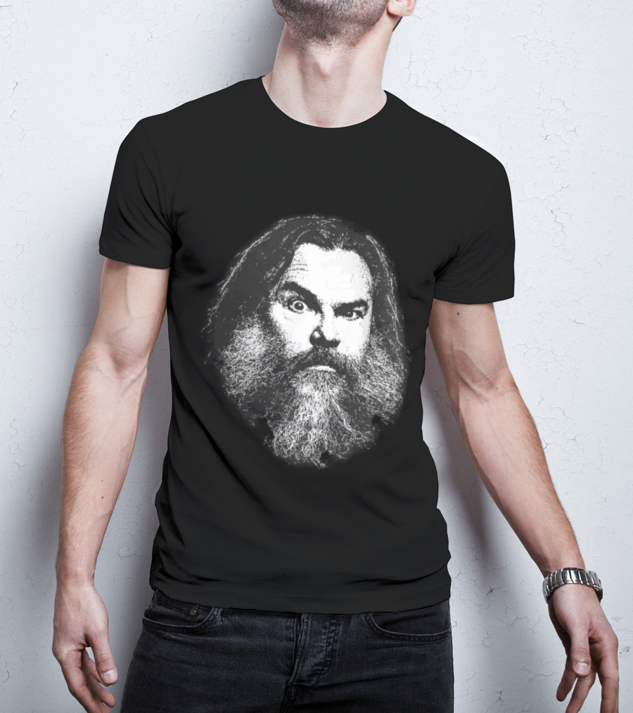 Jack Black High Contrast Monochromatic Stencil Beard Wide Eye Expression T-Shirt