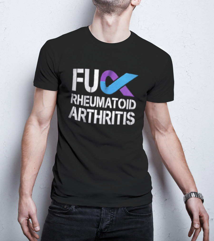 Fuck Rheumatoid Arthritis Purple Blue Awareness Ribbon T-Shirt