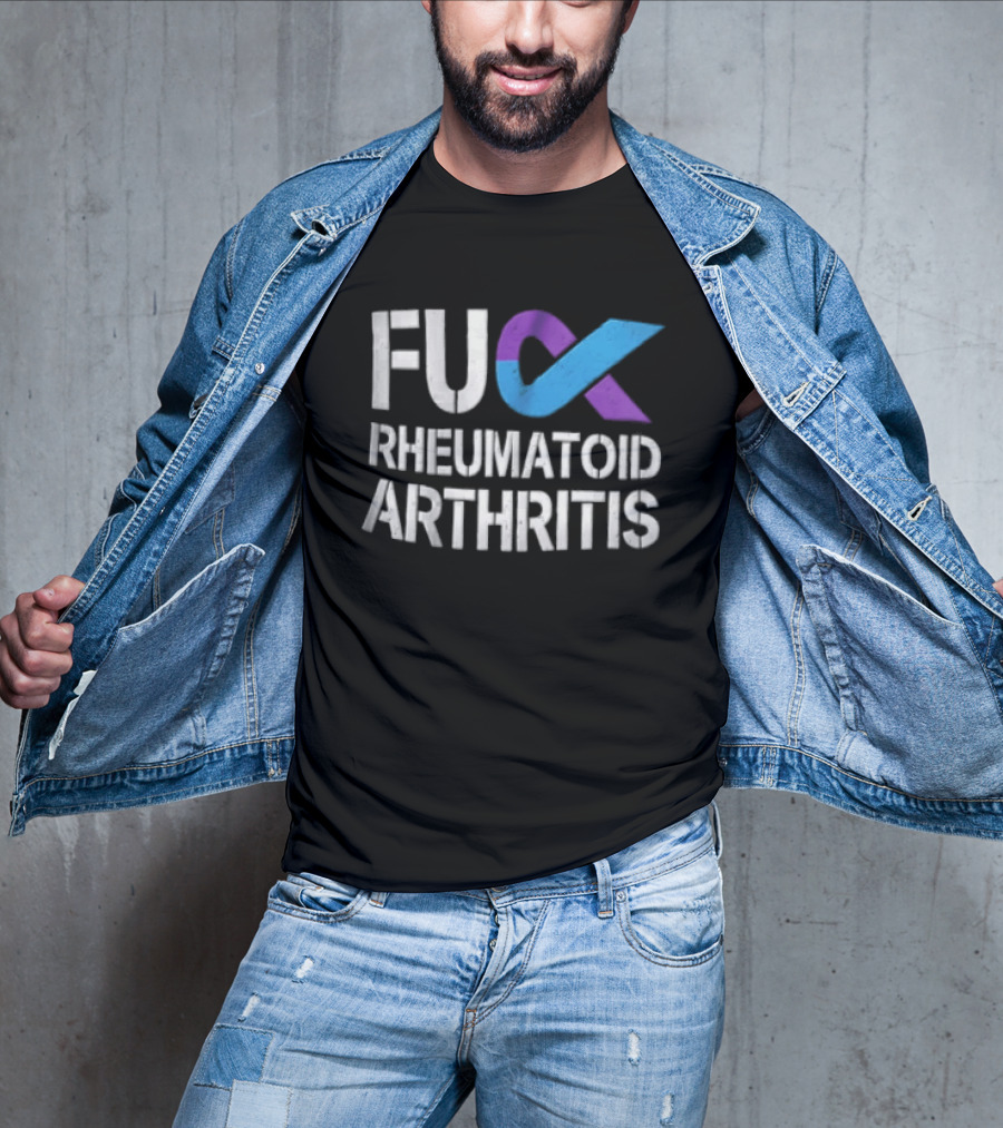 Fuck Rheumatoid Arthritis Purple Blue Awareness Ribbon T-Shirt