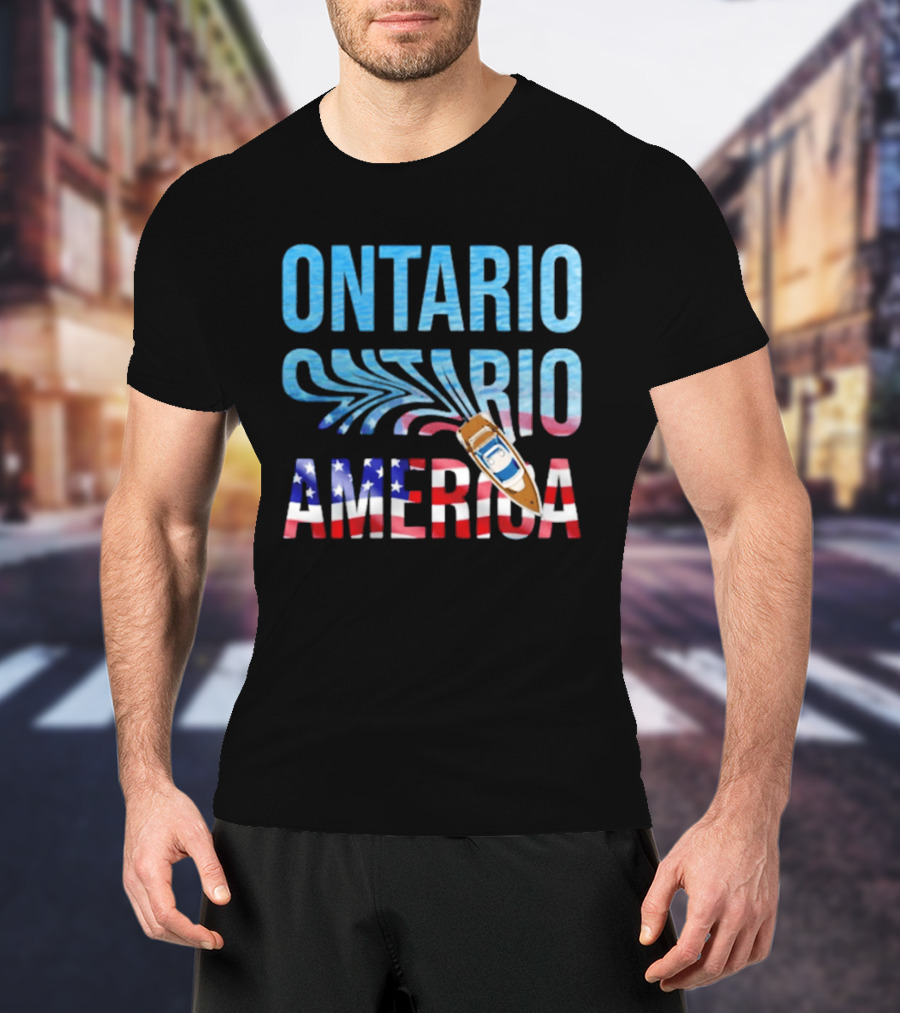 Lake Ontario To America Boat Journey With American Flag T-Shirt