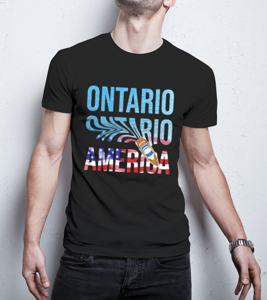Lake Ontario To America Boat Journey With American Flag T-Shirt