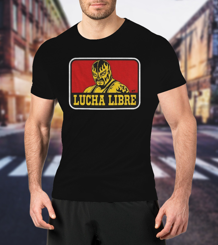 Lucha Libre Masked Wrestler Flames Tattoo Art Mexican Culture T-Shirt