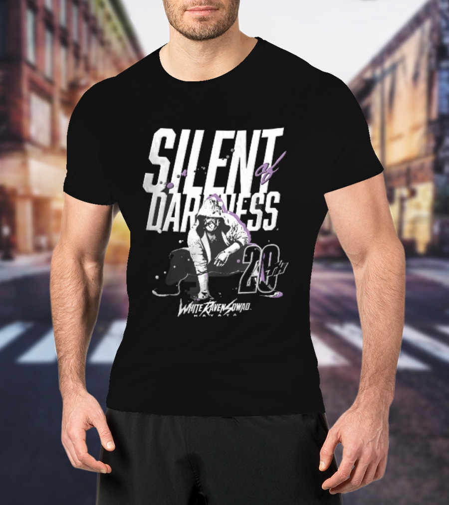 Silent Of Darkness White Raven 20th Masked Hooded Wrestler Halftone T-Shirt