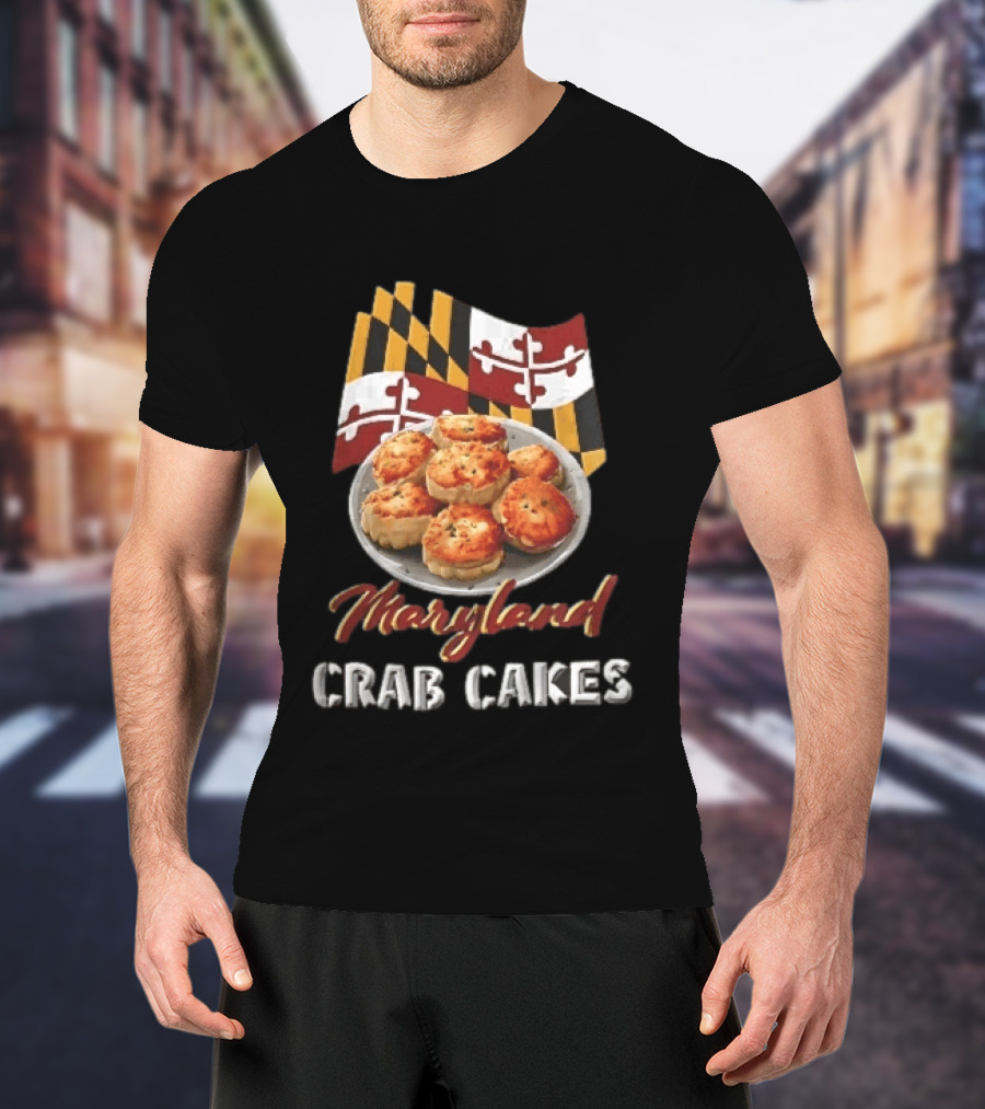 Maryland Crab Cakes Plate With State Flag T-Shirt