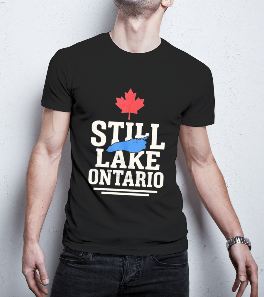 Still Lake Ontario Canada Map 2026 Red Maple Leaf T-Shirt