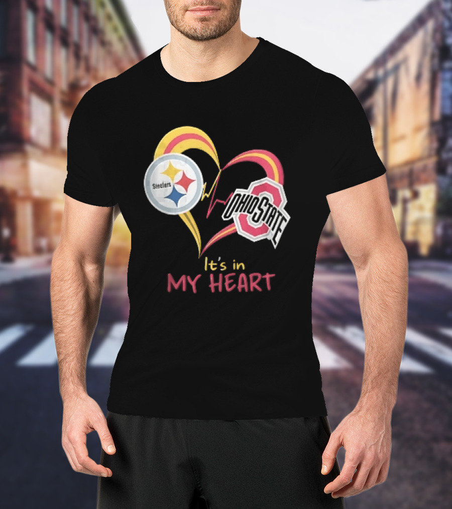 Pittsburgh Steelers Ohio State Buckeyes It's In My Heart EKG Pulse Line T-Shirt