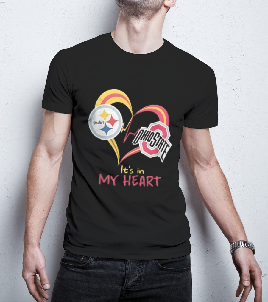 Pittsburgh Steelers Ohio State Buckeyes It's In My Heart EKG Pulse Line T-Shirt