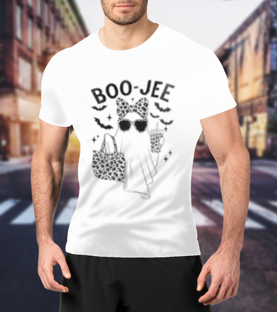 Boo Jee Halloween Ghost Leopard Bow Bag And Glasses T-Shirt