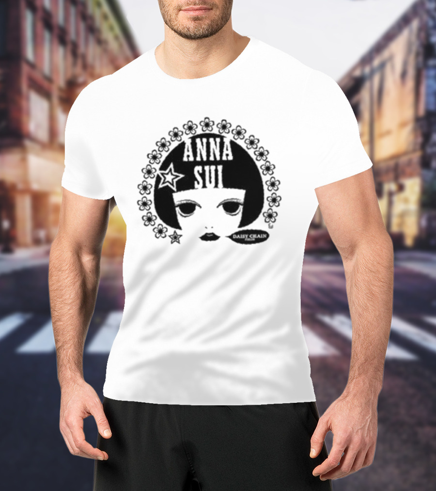 Anna Sui Daisy Chains Iconic Face Floral Circle T-Shirt