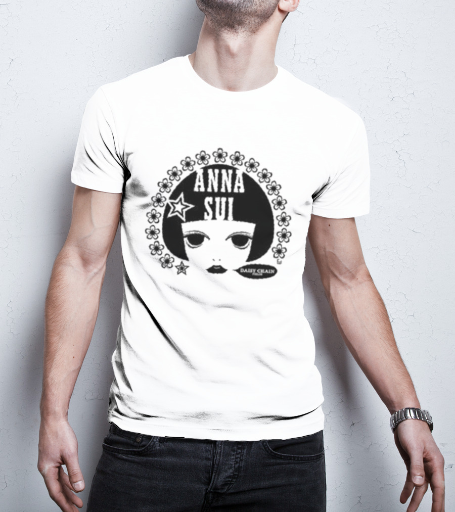 Anna Sui Daisy Chains Iconic Face Floral Circle T-Shirt